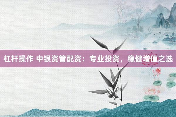 杠杆操作 中银资管配资：专业投资，稳健增值之选