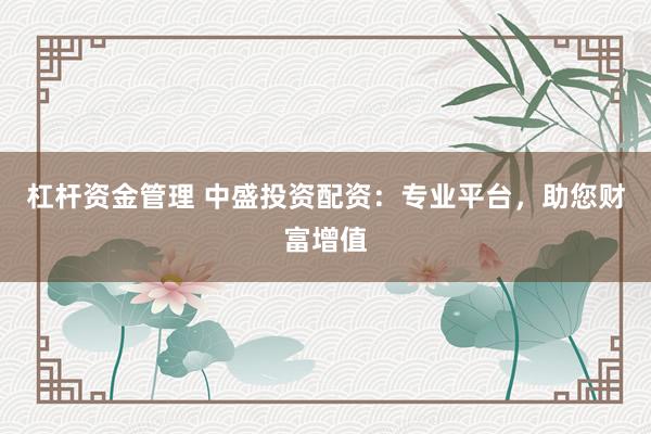 杠杆资金管理 中盛投资配资：专业平台，助您财富增值