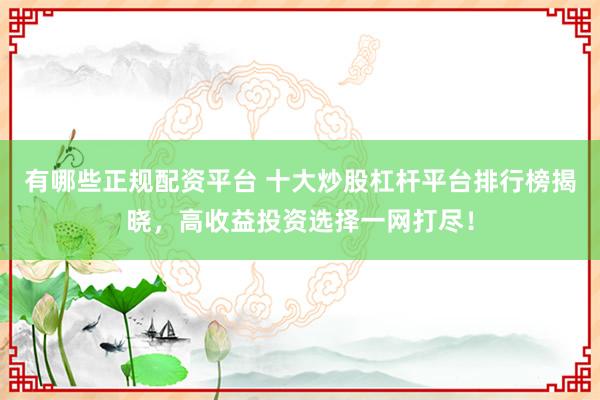 有哪些正规配资平台 十大炒股杠杆平台排行榜揭晓，高收益投资选择一网打尽！