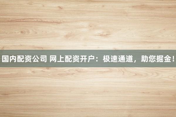 国内配资公司 网上配资开户：极速通道，助您掘金！