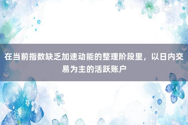 在当前指数缺乏加速动能的整理阶段里，以日内交易为主的活跃账户