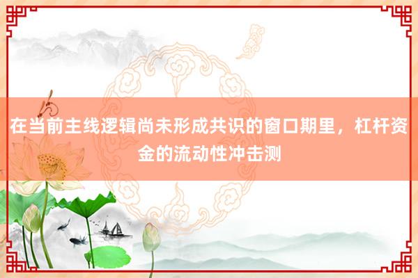 在当前主线逻辑尚未形成共识的窗口期里，杠杆资金的流动性冲击测