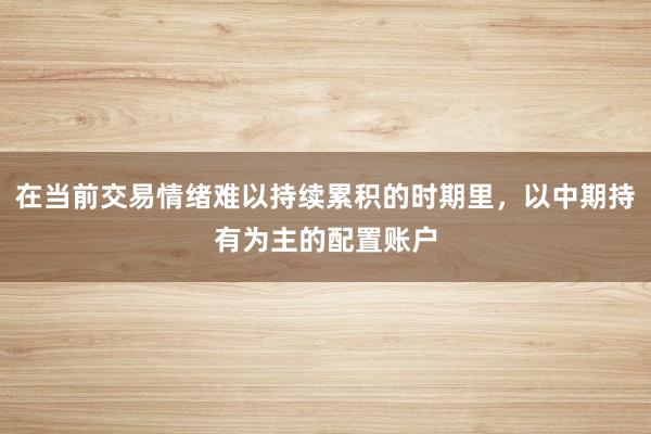 在当前交易情绪难以持续累积的时期里，以中期持有为主的配置账户